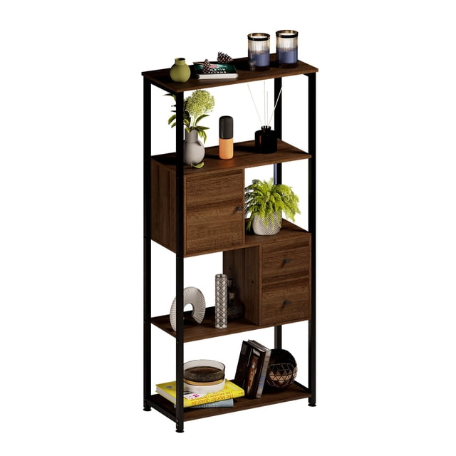 Estante organizador de 4 repisas con cajones para sala recamara o estudio librero minimalista greto altura 158 cm estanteria bookshelf shelf organizer