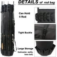 thumbnail image 2 of Multifunction Fishing Pole Bag - Waterproof Rod Reel Bag Carrier Case, Durable Canvas Tackle Large Storage Gift for Men Travel, Black, 2 of 7