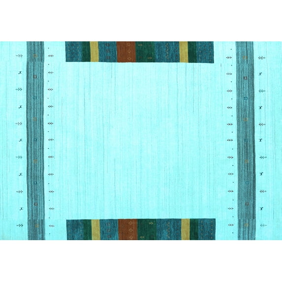 Ahgly Company Indoor Rectangle Solid Light Blue Modern Area Rugs, 4' x 6'