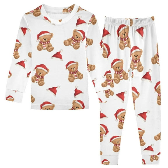 joogoo Christmas Bears 2 Piece Long Sleeve Tee and Pants Cotton Pajama Set 5Y