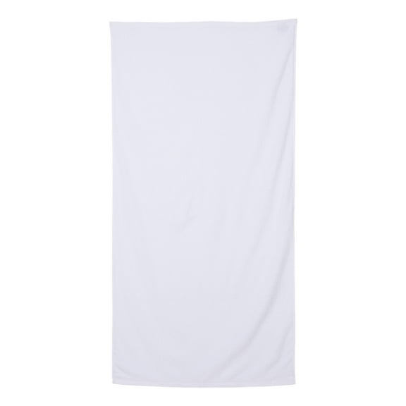 Q-Tees - Velour Beach Towel - Color - White - Size - One Size