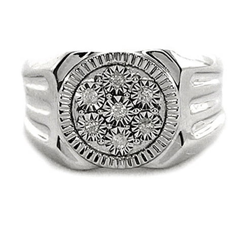 Men's White Diamond Accent Circle Sterling Silver Ring