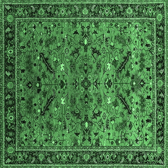 Ahgly Company Indoor Square Oriental Emerald Green Industrial Area Rugs, 5' Square