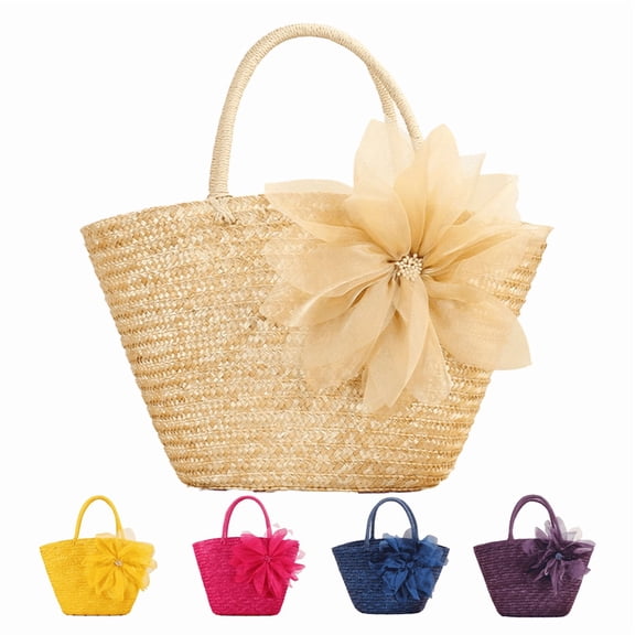 Yoyauz Women's Grass Woven Beach Bag - Women's Beach Handmade Woven Handbag, Summer Mesh Hollow Shoulder Bag, Suitable for Holidays