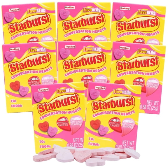 Starbursts Fave Reds Conversation Hearts, Valentine's Day Candy Gift Boxes, Pack of 8, 0.88 Ounces Each