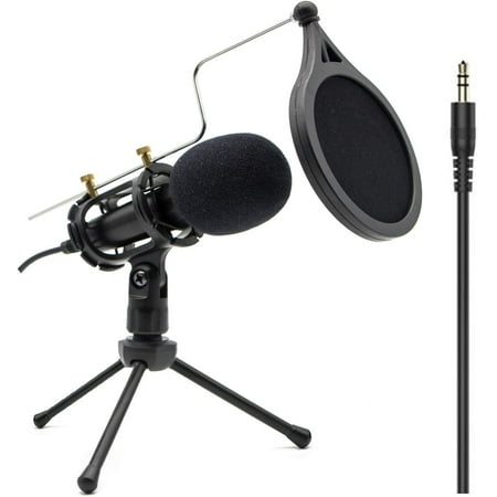 Condenser Recording Microphone 3.5mm Plug and Play PC Microphone  Broadcast Microphone for Computer Desktop Laptop MAC Windows Online Chatting Podcast Skype YouTube Game