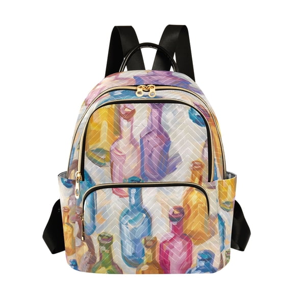 Quilted Backpack Fashion Backpack 10.23*5.11*12.59 Inch Women's Fashion Backpack Picnic Shopping Travel Out Sports backpack Multicolor Bottle