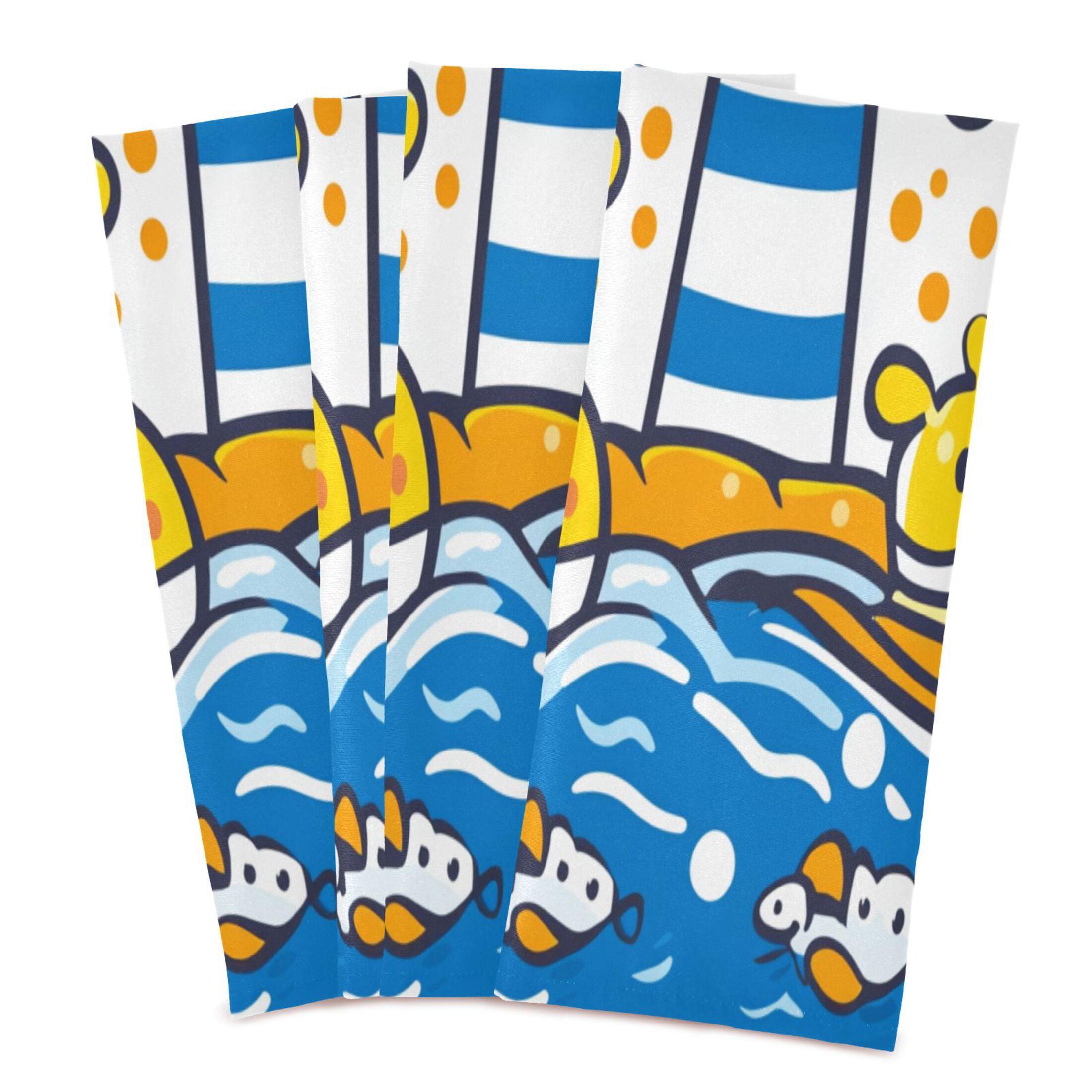 Children Doodle Style Kitchen Towels 6-Piece Pack Tea Towels for Kitchen Decorative Waffle Design 28x18in
