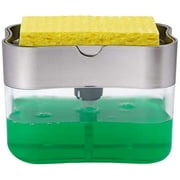 Kitchen Dish Soap Dispenser with Sponge Holder, 2022 Newest 2-in-1 Countertop Soap Pump Dispenser