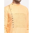 thumbnail image 2 of eloria Men's Traditional Peach-Coloured Solid Cotton Blend Thread Work Kurta Pyjama set, 2 of 7