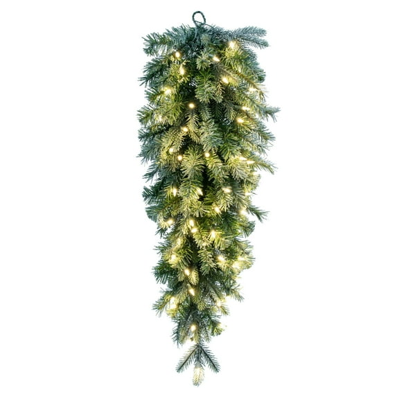 Vickerman 36" Frosted Douglas Fir Artificial Pre-Lit Teardrop with Warm White LED Lights.