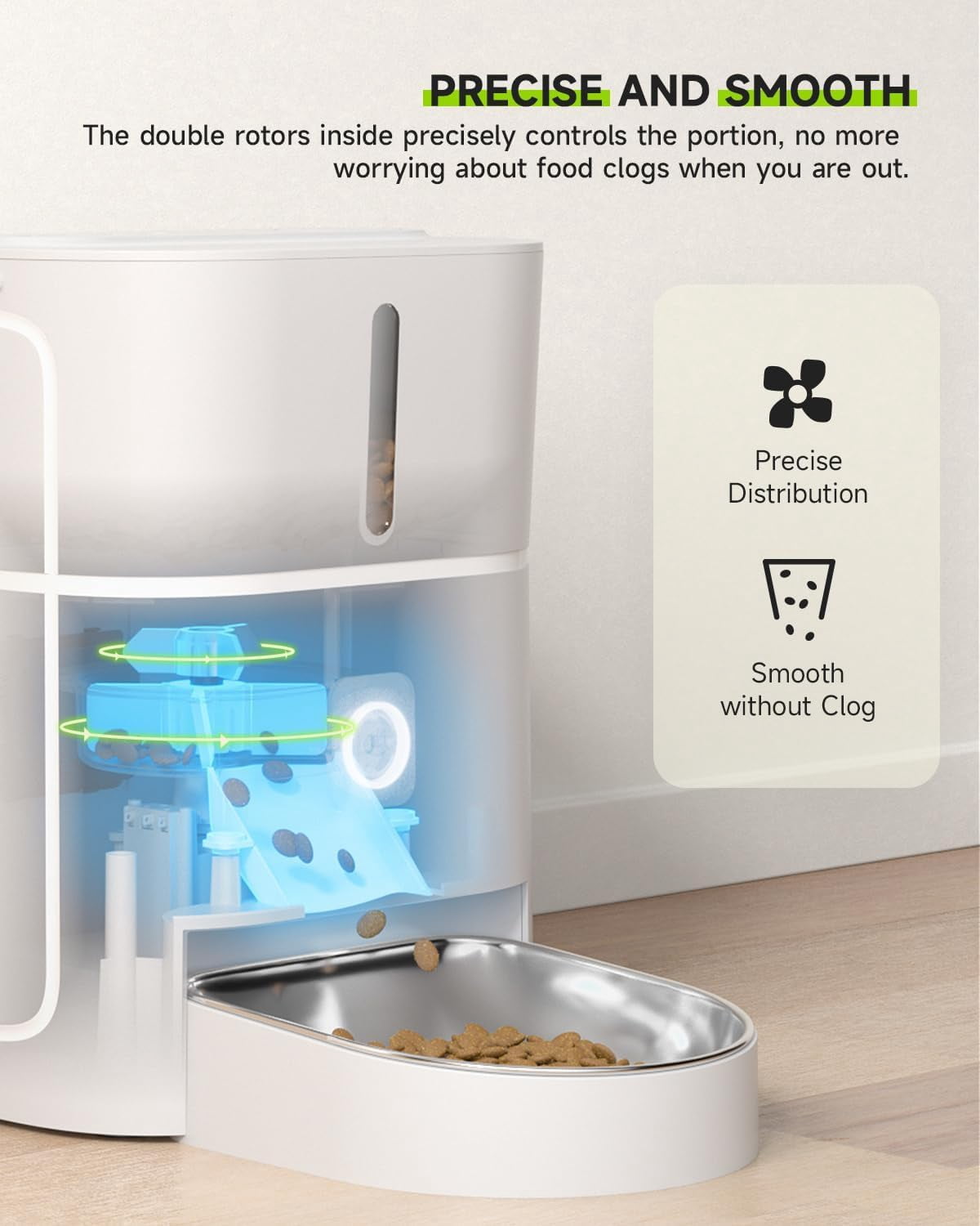 APETDOLA Automatic Cat Feeder with 5G Wi-Fi, 3L Timed Pet Food Dispenser for Dry Food, App Control & Voice Recording