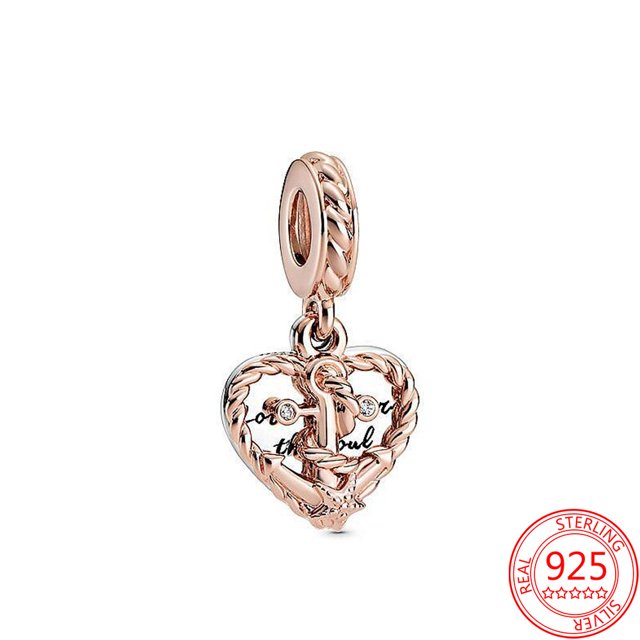 Authentic 925 Sterling Silver Mom and Daughter Love Heart Charm Fits Original Pandora Bracelet DIY Jewelry Mother's Day Gift Gao Jinjia LED