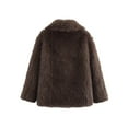 thumbnail image 3 of Women's Faux Fur Coat Faux Fur Jacket Long Sleeve Lapel Furry Winter Jackets Parka Short Coat Dark Brown M, 3 of 5