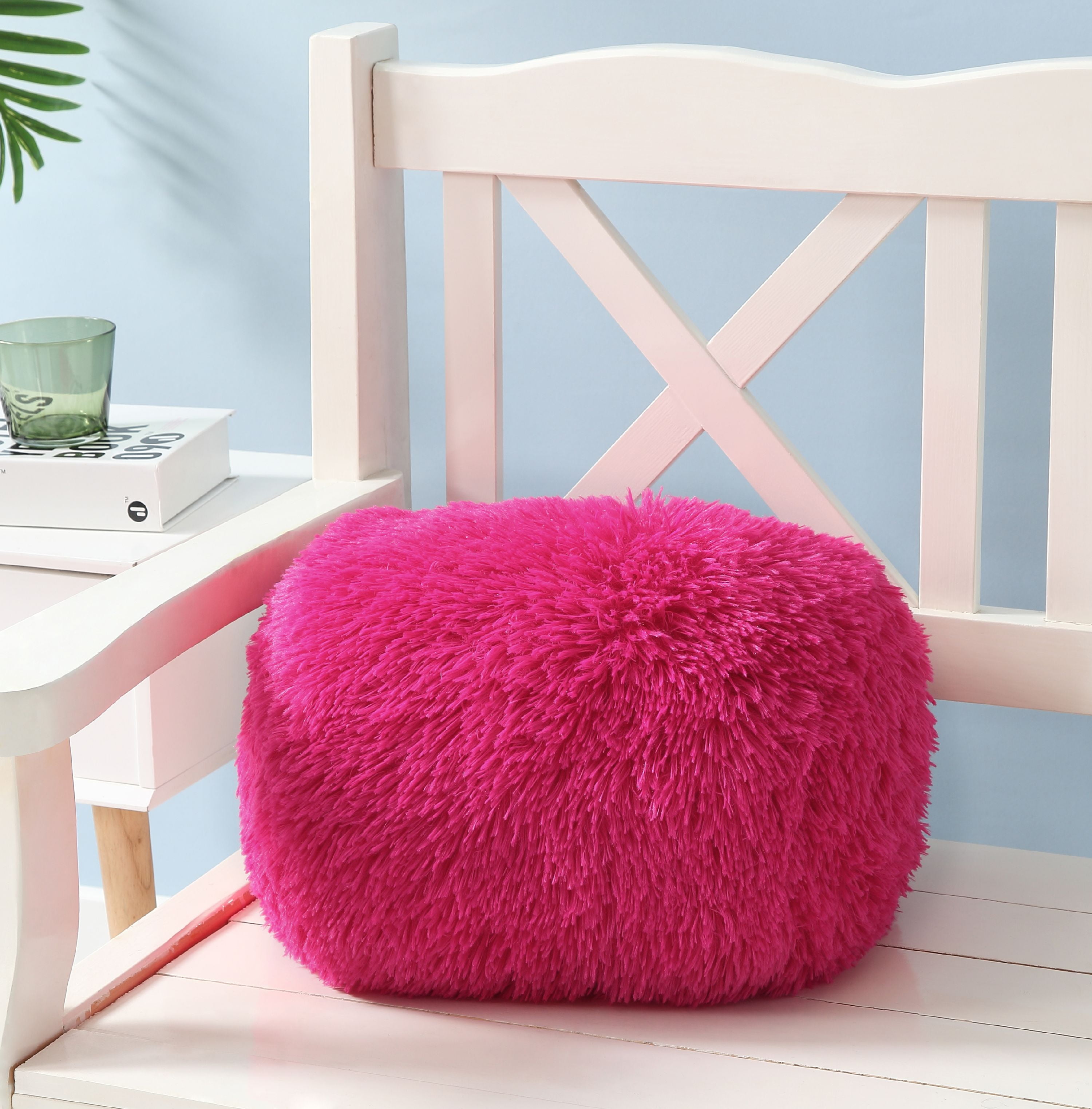 Mainstays Fluffy Shag Decorative Pillow Fuchsia Walmart