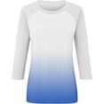 thumbnail image 5 of Camisas de Manga Corta para las Mujeres, 3/4 Manga Color Sólido Gradiente Impreso Cuello Redondo Casual Top Hecho de Tejido Súper Suave, Blusas de Manga Corta para las Mujeres, 5 of 5