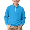 thumbnail image 3 of Falkdiz Long Sleeve Shirts for Girls Back to School 1/4 Zipper Pullover Comfy Winter Casual Solid Color Girls Tops Collar , Sky Blue , Size: 7-8Years, 3 of 9