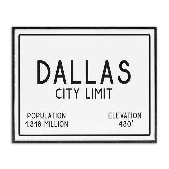 Stupell Industries Eclectic Dallas City Limit Black Framed Giclee Art, 14 x 11, by Lil' Rue