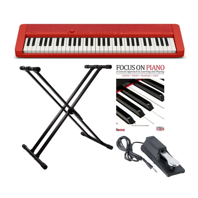 Teclado Casio CT-S1 de 61 teclas con respuesta al tacto, paquete rojo