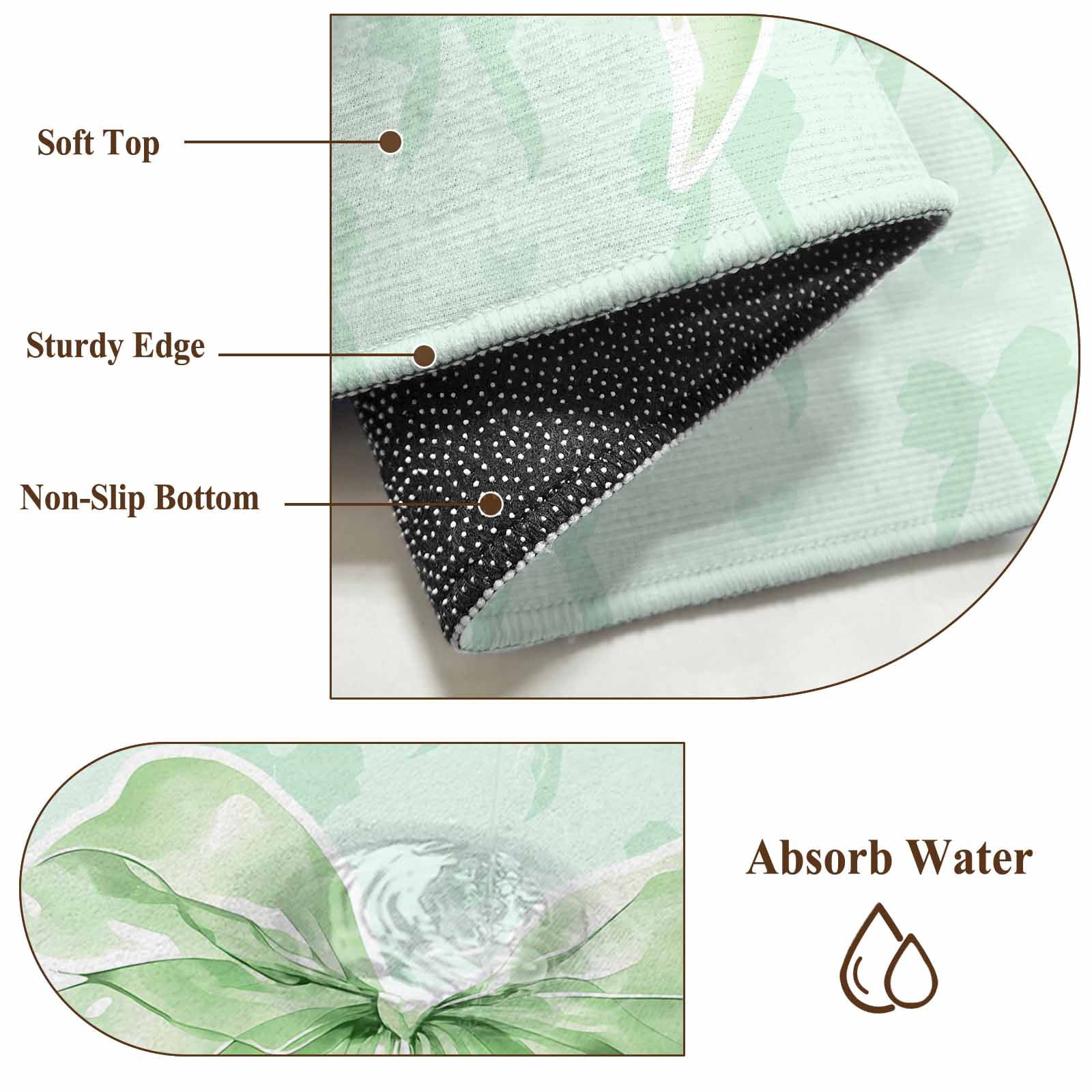 Green Bow Area Rugs 6'x9', Washable Small Throw Rugs for Kitchen Dining room, Cute Bowknot Minimalist Solid Color Indoor Outdoor Rug Non-Slip Low Pile Carpet Runner Reversible Floor Mats