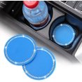 thumbnail image 1 of 2 Pack Bling Car Cup Holder Coaster, 2.75 Inch Soft Bling Crystal Rhinestone Rubber Pad Set Round Auto Cup Holder Insert Drink Coaster Car Interior Accessories, Blue, 1 of 4