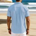thumbnail image 4 of Domzest Men's Button Down Shirts Short Sleeve Summer Casual Textured Cuban Collar Shirt with Chest Pocket Sky Blue XL, 4 of 4