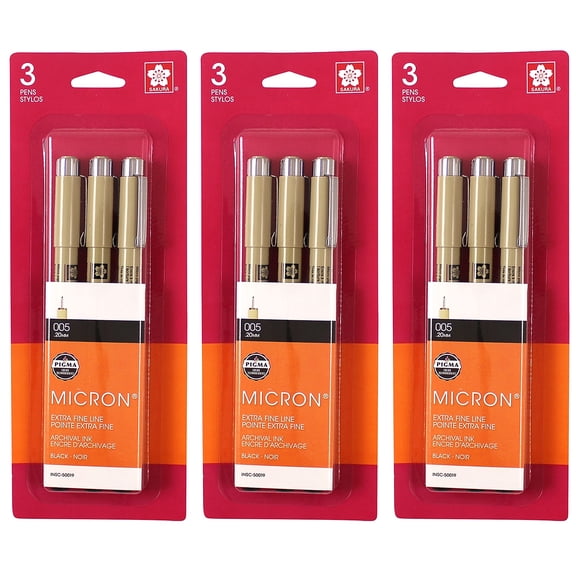 Sakura Pigma Micron Pen Fineliner Black Ink 3/Bundle (SAK50019-3)