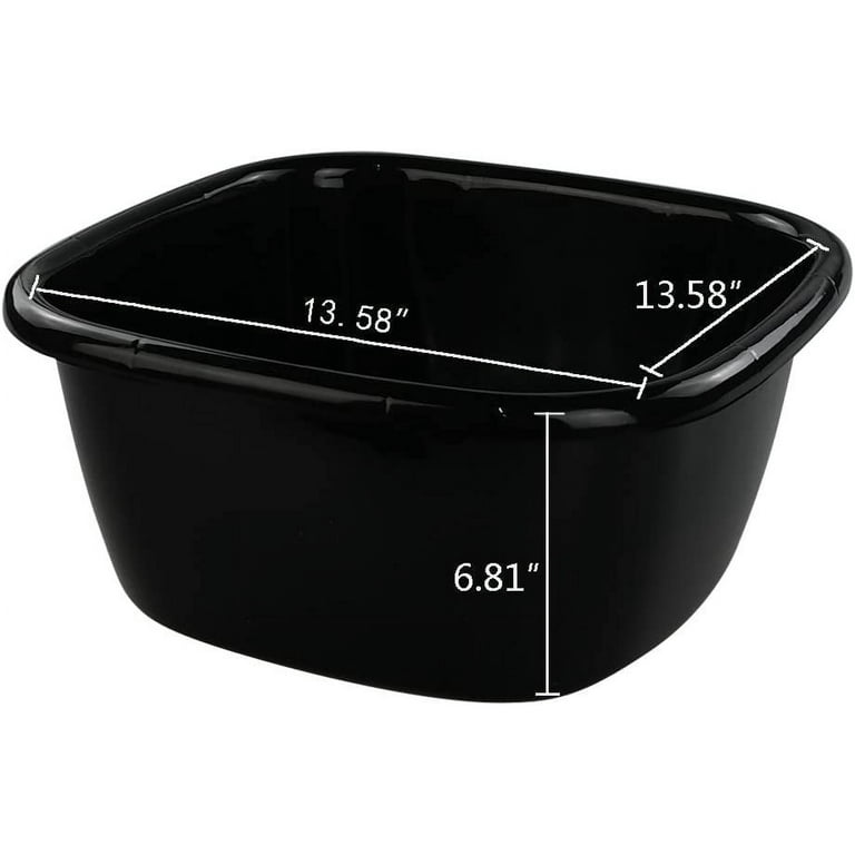 Plastic Dish Pan Black Washing Basin 14 Quart 4Pack