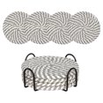 thumbnail image 1 of 4Pcs Coaster With Metal Holder, Solid Woven Coaster, Drink Coasters With Holder, Cotton Woven Absorbent Coasters for Drinks, Minimalist Home Decor Coaster Set for Wooden Tabletop Protection Table, B, 1 of 6