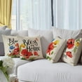 thumbnail image 6 of Poppy Floral Flowers Decorative Throw Pillow Covers 18 x 18 Set of 4, Spring Summer Bless Our Home Sweet Home Porch Patio Outdoor Pillowcase Bloom Sofa Couch Cushion Case Home Decor, 6 of 6