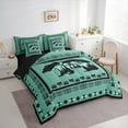 thumbnail image 3 of Feelyou Cartoon Rustic Bear Bedding Comforter Set 7 Pieces for Kids, Green Western Boho Aztec Full Bedding Set, Rustic Lodge Cabin Reversible Fitted Sheet Flat Sheet, Super Cozy Room Decor, 3 of 8