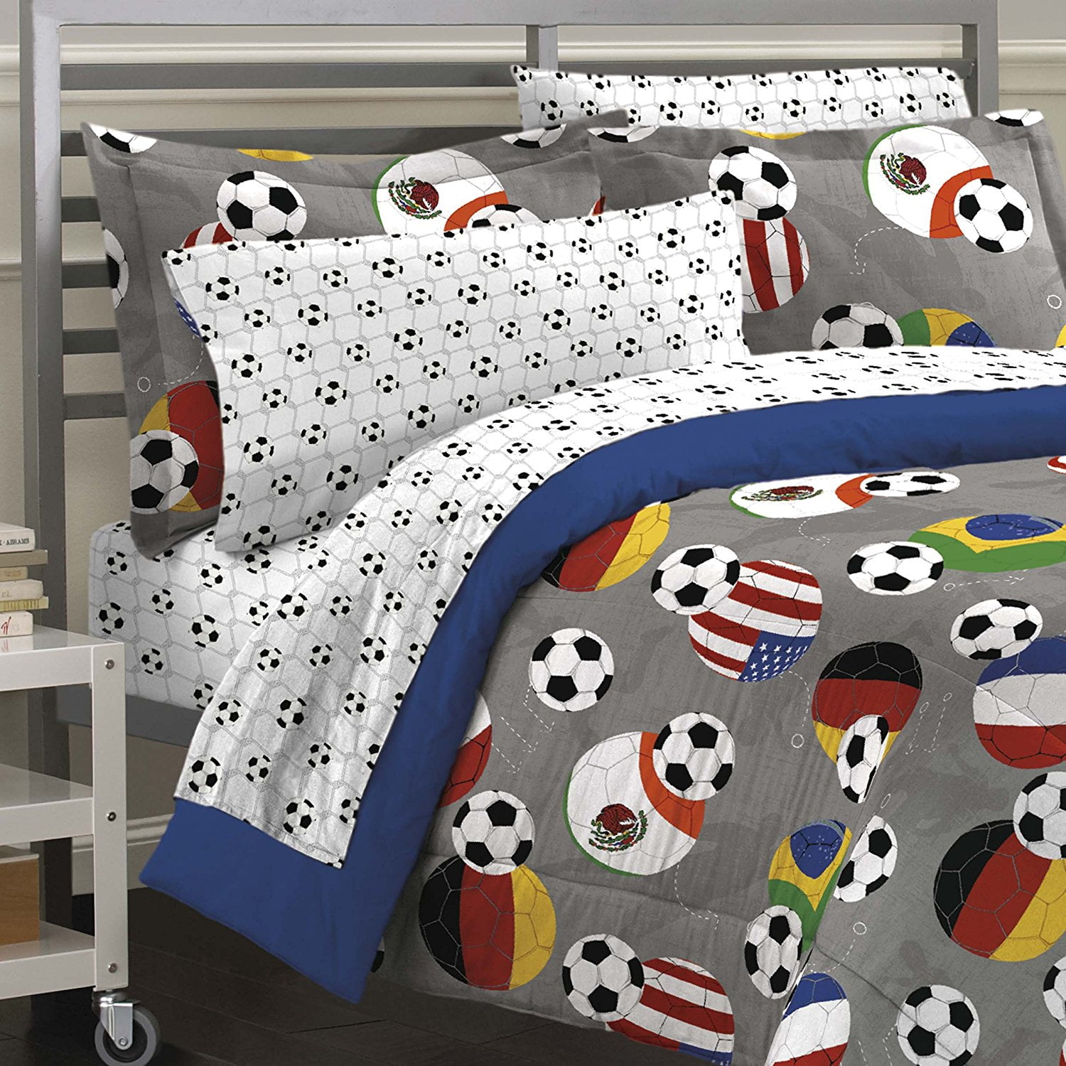 Soccer Fever Teen Bedding Comforter Set Gray Twin Soccer Fever Teen Bedding Comforter Set Gray Twin Features Multicolored On A Solid Background And Reverses To Nautical