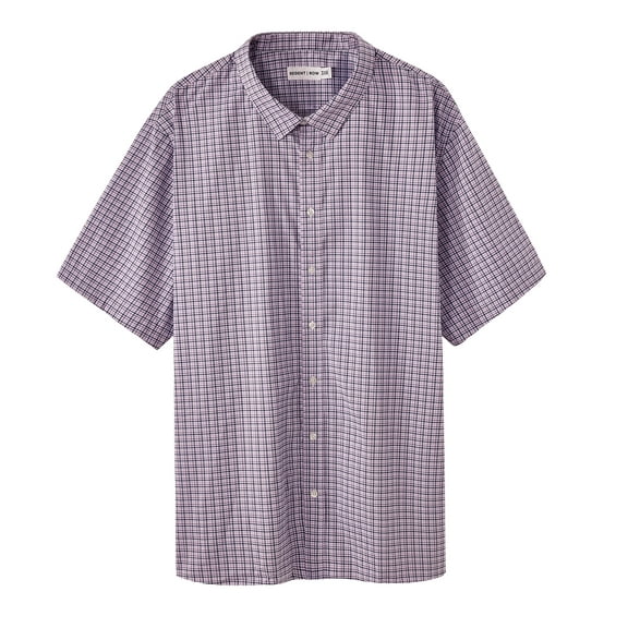 Hybrid Plaid Short Sleeve Shirt Purple