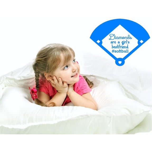 Vinyl Wall Decal: Softball Vinyl Wall Decal | Diamonds Are a Girl's Best Friend | Sports Quote | 20"x20" [CC1]