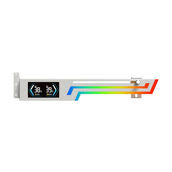 Temperature Display Graphics Card Bracket 5V 3PIN ARGB AURA SYNC Graphics Card VGA Holder Height Adjustable,1 x graphics card bracket,White