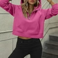 thumbnail image 6 of Baqcunre Hoodies For Women Womens Half Zip Sweatshirts Cropped Hoodies Fleece Quarter Zip Up Pullover Sweaters Fall Outfits Winter Clothes Sweatshirt For Women Fall Outfits For Women 2023 Hot Pink S, 6 of 7