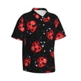 thumbnail image 2 of Daiia Beautiful Red Ladybug Hawaiian Shirt for Men Gentle Cotton Regular Short Sleeve Casual-3X-Large, 2 of 9