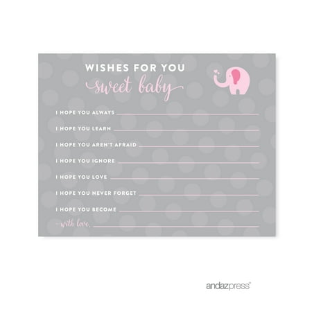 Wishes For Baby Bubblegum Pink Girl Elephant Baby Shower Games,