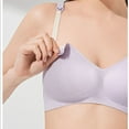thumbnail image 4 of Front Closure Bras Women No Underwire Bra Feature V-Neck Demi & Balconette Bra Style W-513 Hook and Eye Closure Padded Sports Bras Push Up Purple XL, 4 of 7