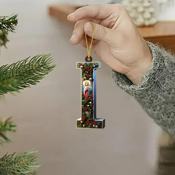 26 Letter Christmas Tree Hanging Pendant, 2025 Christmas Letters Ornaments A to Z Ornament Letters Decorative Hanging Xmas Alphabet Letters for Christmas Tree DIY Christmas Ornaments (I)