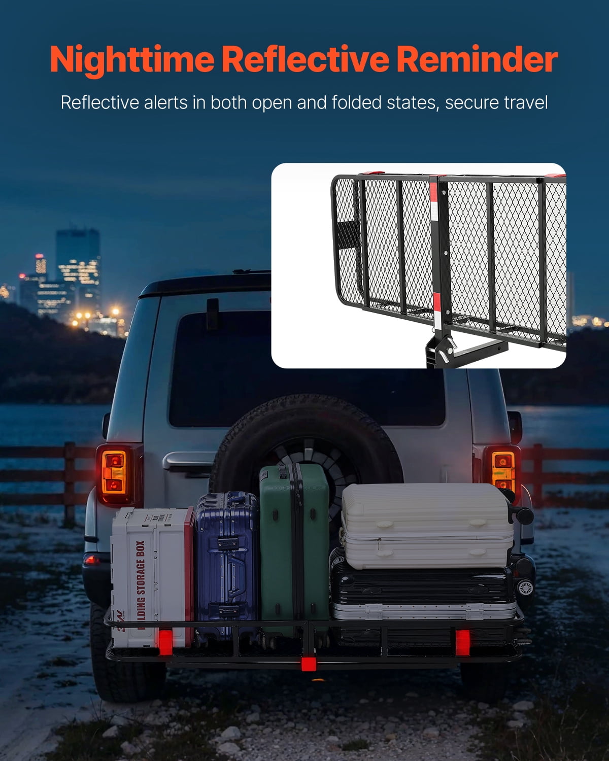 VEVOR 60" x 24" x 6", Hitch Cargo Carrier, 500 lbs Capacity Hitch Cargo Carrier with Cargo Net with Hook & Waterproof Cargo Bag