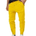 thumbnail image 1 of Meichang Mens Jogger Sweatpants,Elastic Waist Drawstring Track Pants Ripstop Cotton Sports Pants Outdoor Straight Tapered Work Trousers with Pockets Yellow XL, 1 of 5