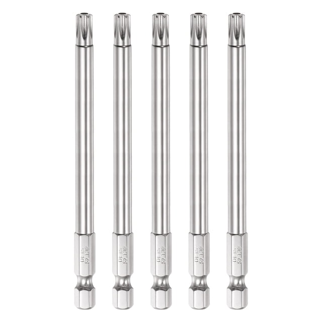 Unique Bargains 5Pcs Security Torx Bit 1/4' Hex Shank 4' Long Drill Bits T30 Torx Star S2 Steel Tamper Resistant Screwdriver Bit