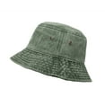 thumbnail image 2 of Bucket Hat, Wide Brim Washed Denim Cotton Outdoor Sun Hat Flat Top Cap for Fishing Hiking Beach Sports Army Green, 2 of 6