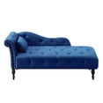 thumbnail image 2 of Velvet Chaise Lounge Indoor, Button Tufted Sleeper Sofa Chair with One Pillow, Upholstered Accent Recliner Chair with Nail Head Trim for Living Room, Bedroom, Blue, 2 of 6