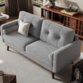 thumbnail image 3 of IdealHouse 65" Loveseat Sofa, Mid Century Modern 2-Seater Couch, Teddy Fleece Boucle Upholstered, Deep Seat Love Seat for Living Room, Bedroom, Grey, 3 of 8