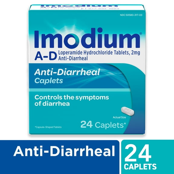 Imodium A-D Diarrhea Relief Caplets, Loperamide Hydrochloride, 24 Count