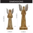 thumbnail image 5 of AuldHome Design Wooden Angel Christmas Statues (Set of 2); Primitive Farmhouse Holiday Decor Wood and Metal Praying Figurines, 5 of 6