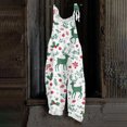 thumbnail image 2 of Women's Vintage Cotton Linen Overalls with Christmas Print - Casual Loose Jumpsuit with Shoulder Straps & Pockets, Army Green, Size L, 2 of 6