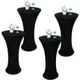 thumbnail image 1 of 4 Pcs Nappe de Cocktail Ronde Noire 32x43 Pouces, Ajustée, Extensible, Housse de Table de Cocktail pour Banquet, Bar, Fête, Pub, Mariage, Intérieur Extérieur, 1 of 7